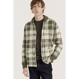 J Crew Plaid‎ Knit Button Down Chore Jacket Coat Men's Size Medium